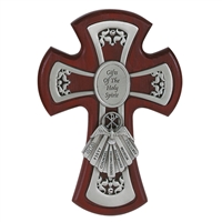 6" CHERRY/PEWTER CROSS GIFTS OF THE HOLY SPIRIT