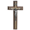 10" WALNUT CRUCIFIX SILVER OVERLAY