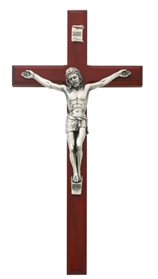 10" CHERRY CRUCIFIX SILVER CORPUS