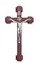 8" CHERRY STAIN CRUCIFIX SILVER