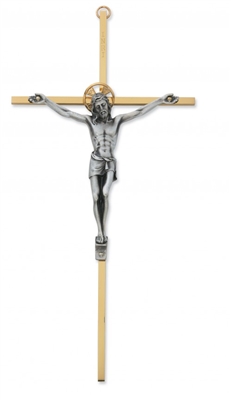 8" TUTONE BRASS CRUCIFIX