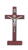 8" CHERRY STAIN STANDING CRUCIFIX