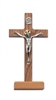 8" WALNUT STAIN STAND CRUCIFIX