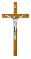 8" WALNUT CRUCIFIX SILVER CORPUS