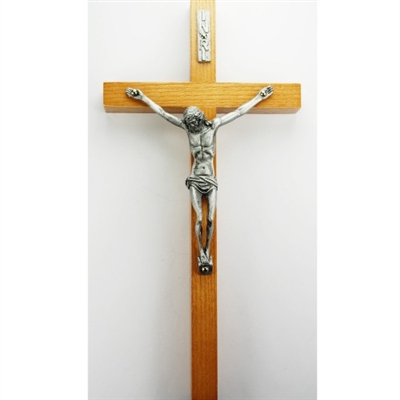 10" WALNUT CRUCIFIX SIL CORPUS