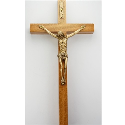 10" WALNUT CRUCIFIX GLD CORPUS