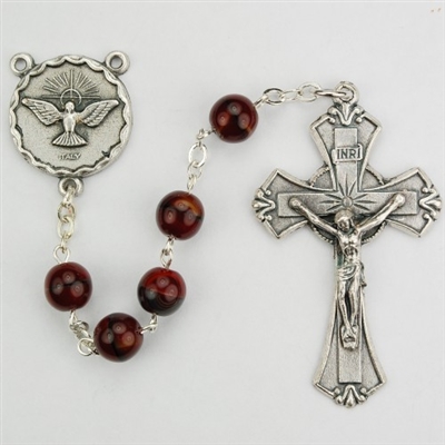 7MM HOLY SPIRIT RED/BLACK ROSARY