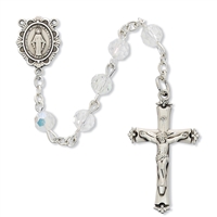 STERLING SILVER 6MM CRYSTAL ROSARY