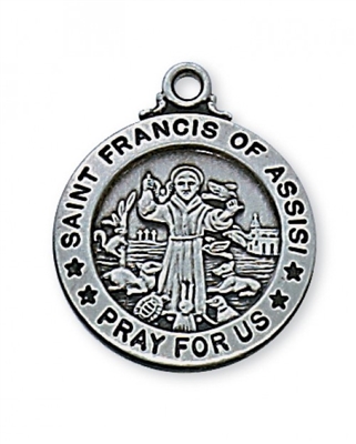 ANTIQUE SIL ST FRANCIS 20"CHAIN &B
