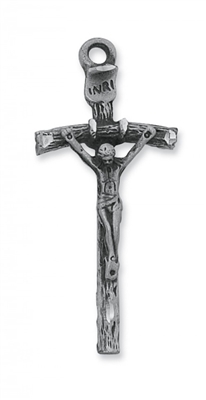 ANTIQUE SIL PAPAL CRUCIFIX 24"" CHAIN & BOX