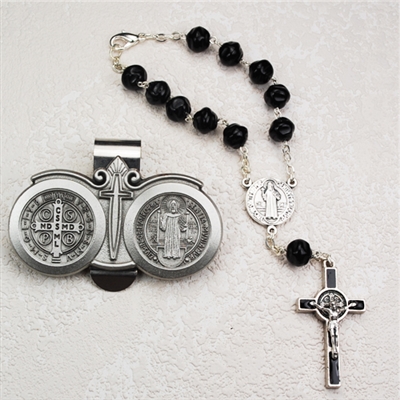 ST BENED AUTO ROSARY/VISOR CLIP