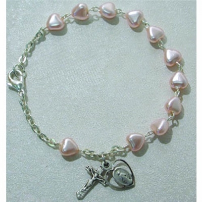 6 1/2" PINK HEART BRACELET