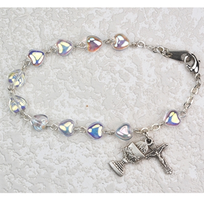 SS 6 1/2" CRYSTAL HEART BRACEL