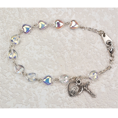 SS 6 1/2" CRYSTAL HEART BRACEL