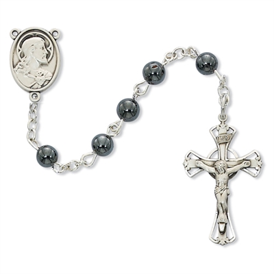 STERLING SILVER 6MM HEMATITE ROSARY