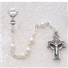 STERLING SILVER 5MM WHITE COMMUNION ROSARY
