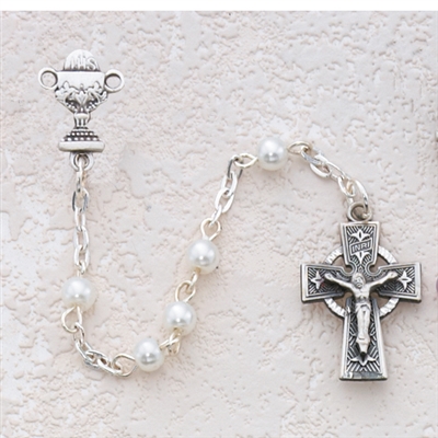 5MM WHITE CELTIC COMMUNION ROSARY