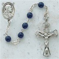STERLING SILVER 5MM BLUE GLASS ROSARY