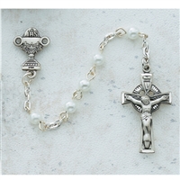 4MM PEARL CELTIC COMMUNION ROSARY