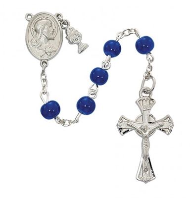 RF 6MM BLUE GLASS ROSARY