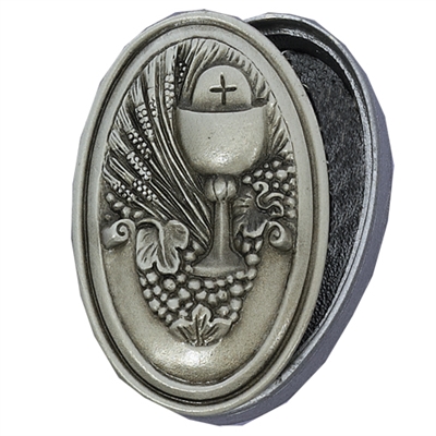 OVAL PEWTER COMMUNION BOX