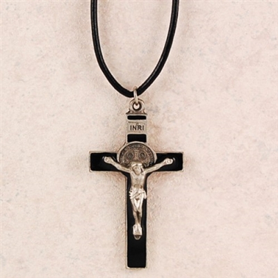 PEWTER ST BENEDICT  CORD/CAR