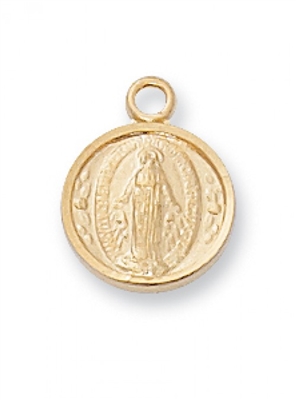 Gold Over Sterling Silver Miraculous Medal Medal 16" Chain & Box