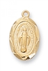 Gold Over Sterling Silver Miraculous Medal 16" Chain & Box
