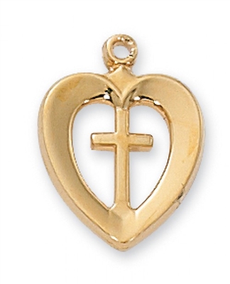 G/SS HEART/CROSS 18" CHAIN & BOX