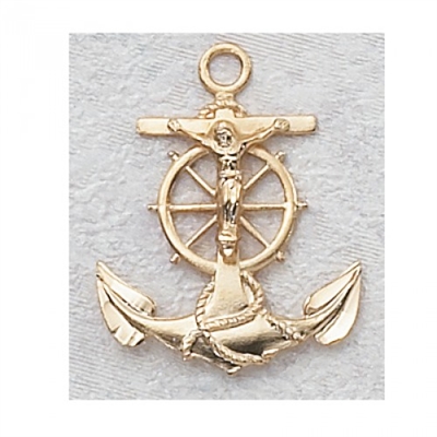 G/SS ANCHOR/CRUCIFIX 24" CHAIN & BOX
