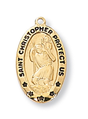G/SS ST. CHRISTOPHER 18" CHAIN & BOX