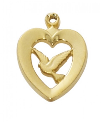 G/SS HEART W/DOVE, 18" CHAIN & BOX
