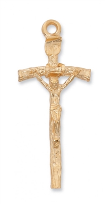 G/SS PAPAL CRUCIFIX 24" CHAIN & BOX