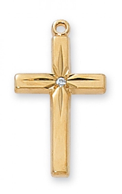 G/SS CZ CROSS 18" CHAIN & BOX