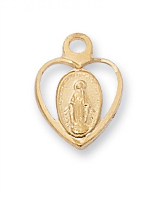 Gold Over Sterling Silver Miraculous Medal 16" Chain & Box
