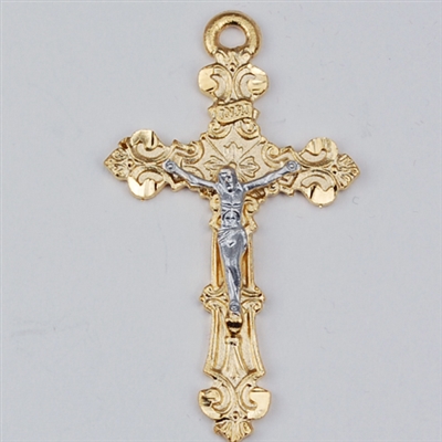 G/SS TUTONE CRUCIFIX 24" CHAIN & BOX