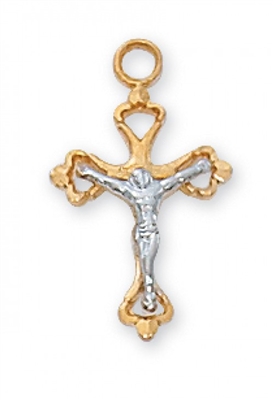 G/SS TUTONE CRUCIFIX 16" CHAIN & BOX