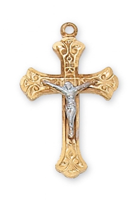 G/SS TUTONE CRUCIFIX 18" CHAIN & BOX