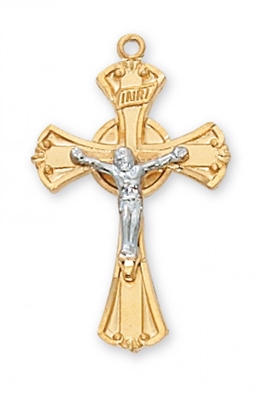 G/SS TUTONE CRUCIFIX 18" CHAIN & BOX