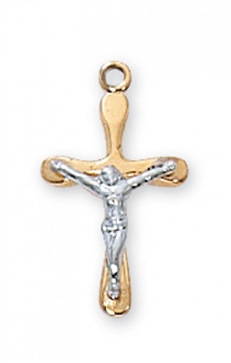 G/SS TUTONE CRUCIFIX 16" CHAIN & BOX