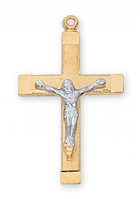 G/S TUTONE CRUCIFIX CHAIN & BOX