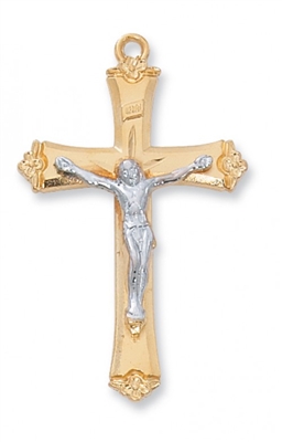 G/SS TUTONE CRUCIFIX 18" CHAIN & BOX