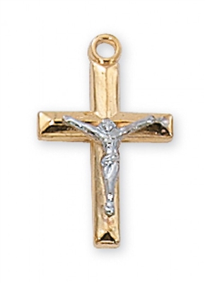 G/SS TUTONE CRUCIFIX 18" CHAIN & BOX
