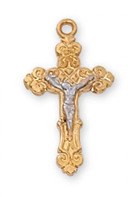 G/SS TUTONE CRUCIFIX W/BRITE