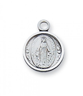 Sterling Silver Miraculous Medal Medal 16" Chain & Box
