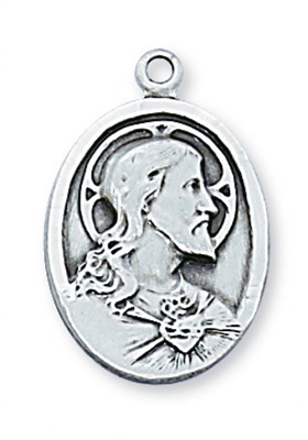 STERLING SILVER SCAPULAR 20" CHAIN & BOX