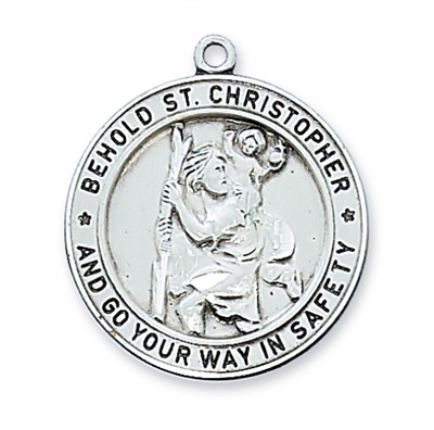 STERLING SILVER ST. CHRISTOPHER 24" CHAIN & BOX