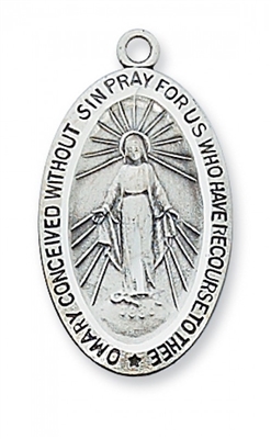 Sterling Silver Miraculous Medal 18" Chain & Box