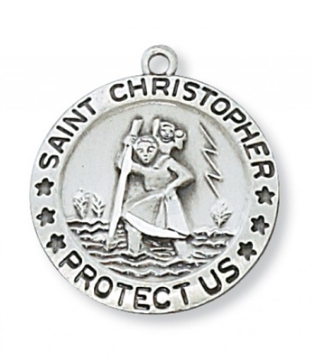 STERLING SILVER ST. CHRISTOPHER 18" CHAIN & BOX