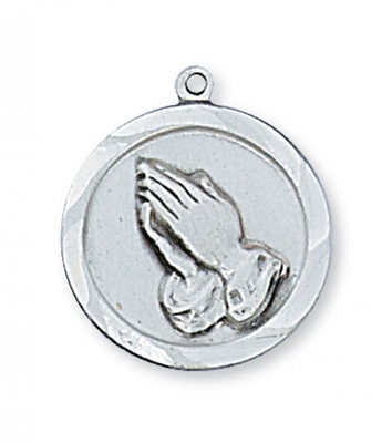 STERLING SILVER PRAY HANDS 18" CHAIN & BOX